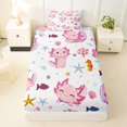 thumbnail image 3 of Manfei Cute Axolotl Twin Sheets,Sea Life Seamless Bedding For Girls,Pink White,3pcs,1 Fitted Sheet and 1 Pillowcase, 3 of 7