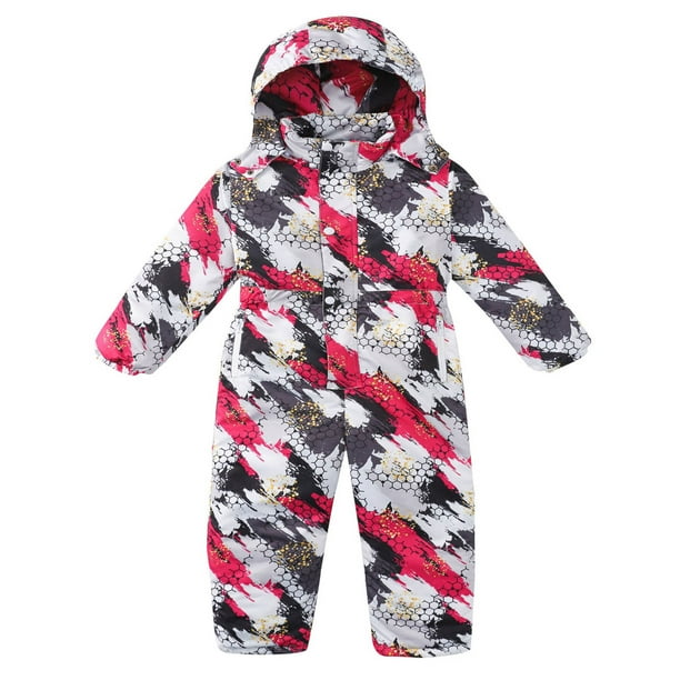 Mono Para Bebés, Niños Y Niñas, Traje Impermeable Con Estampado Grueso, Traje De Esquí De Una Pieza Con Capucha Desmontable Para Mantener El Calor Odeerbi LM103-11643