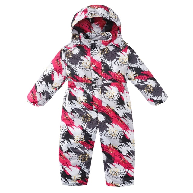 Mono Para Bebés, Niños Y Niñas, Traje Impermeable Con Estampado Grueso, Traje De Esquí De Una Pieza Con Capucha Desmontable Para Mantener El Calor
