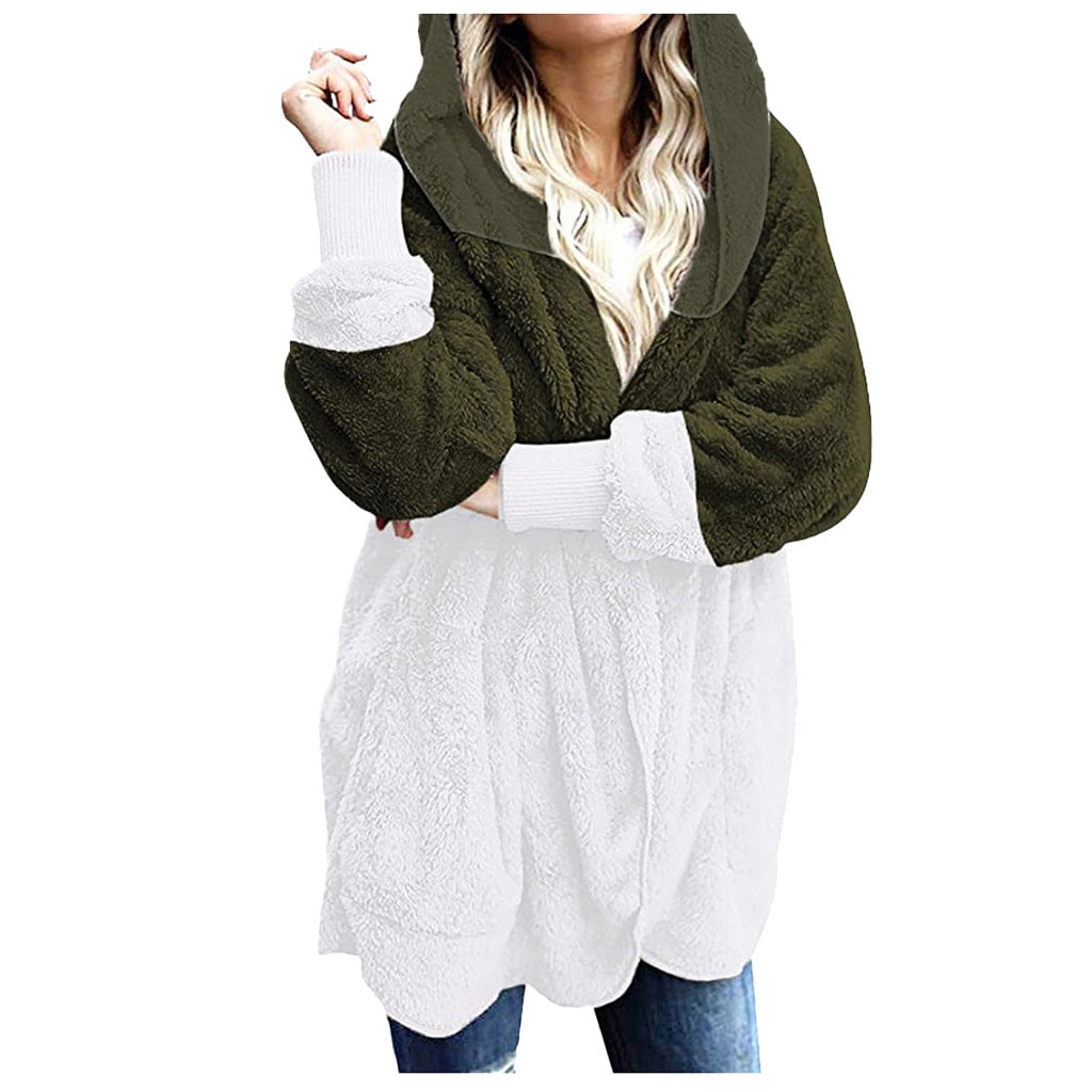 women's oversized open front hooded draped pockets cardigan coat