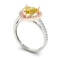 thumbnail image 2 of Clara Pucci 14K White/Rose Gold Solid Gold YellowMoissanite Halo Anniversary Ring for Women - 2.285 cttw Heart Cut, 2 of 8