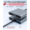 thumbnail image 2 of Adaptador HDMI dual USB C Hub Fophmo 4K @60Hz con PD de 100 W, 2 of 7