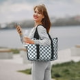 thumbnail image 5 of Travel Duffle Bag Gray White Square Plaid Travel Tote Bags Carry on Luggage Waterproof Weekender Bags with Top Handle Adjustable Shoulde Strap for Travel Gym, 5 of 5