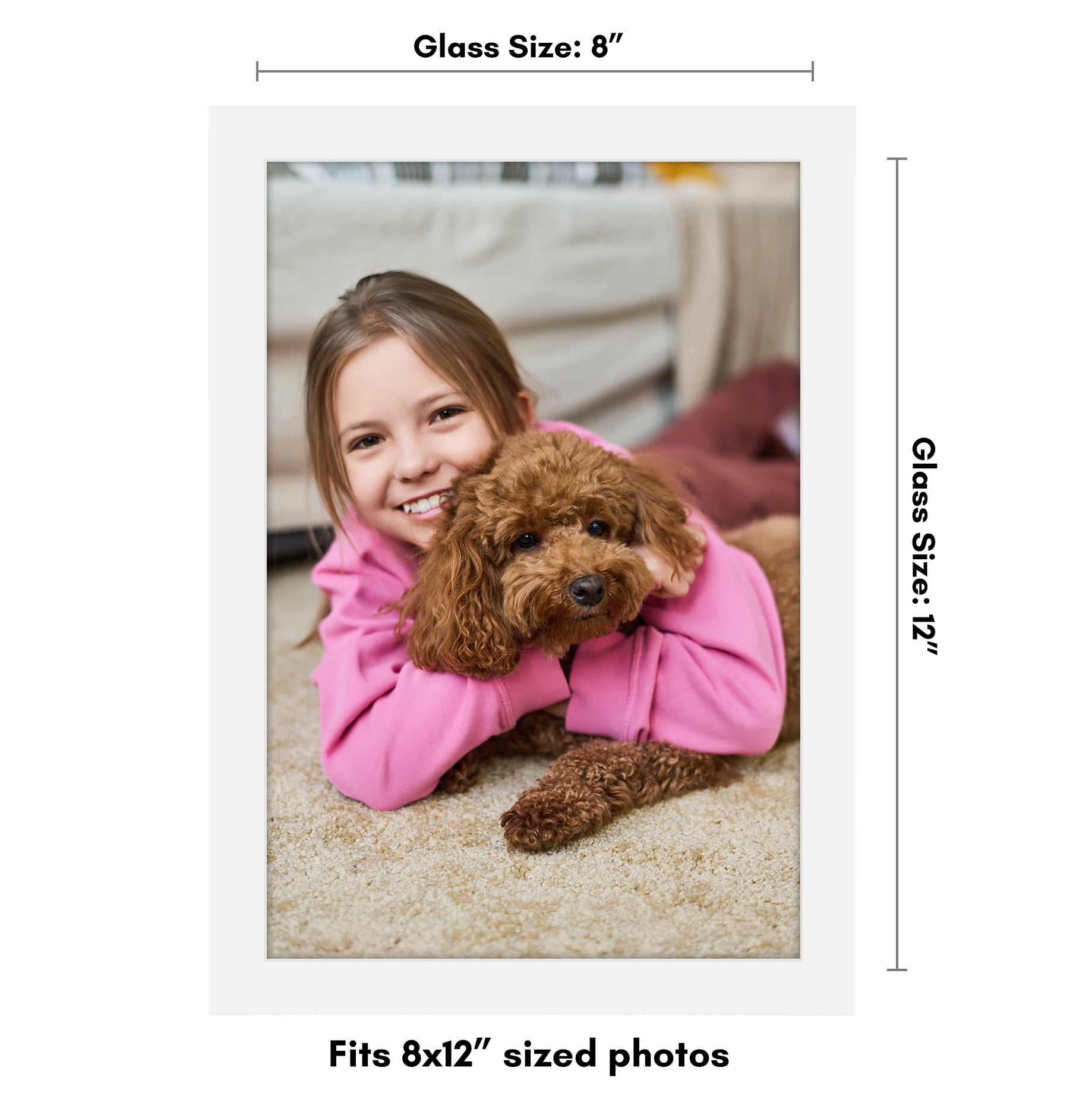 Americanflat 8x12 Picture Frame with Shatter-Resistant Glass Signature Collection Gallery Style Frames - White