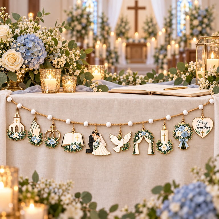 Wooden Garland Custom Prayer Wedding Cross and Dove Ceremony Decor for ...