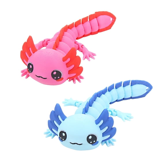 2PC 3D printed simulation salamander figurine, novel stress relieving with movable joints, desktop color decoration
