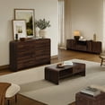 thumbnail image 5 of LuxenHome Modern Walnut Finish 6-Drawer Dresser, Engineered Wood Storage Chest with Rounded Corners, 5 of 12