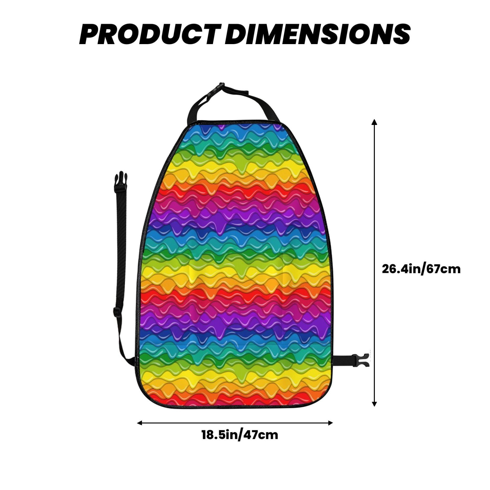 Xecao Bright Rainbow Pattern Car Seat Back Protector 2 Pack Large Capacity Pocket, Kick Mats Back Seat Protector
