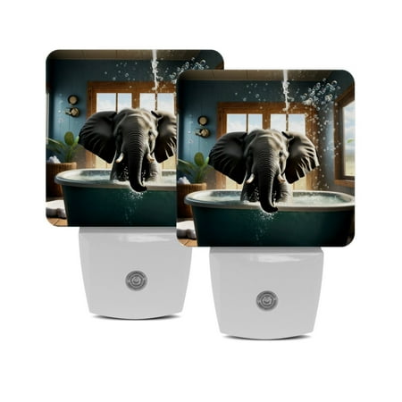 

LED Night Lights Plug into Wall 2-Pack 0.5W Plug in Night Light Dusk to Dawn White Bright Nightlight for Bedroom Bathroom Hallway Kitchen Art Cartoon Animal Elephant Lovely