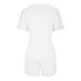 thumbnail image 6 of FAIWAD Womens Elastic Short Rompers V Neck Short Sleeve with Pockets Comfy Jumpsuit with Drawstring (X-Large, White), 6 of 7