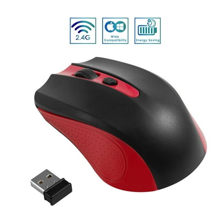 2.4G Wireless Mouse Nano USB Receiver, Portable USB Cordless Optical Mice Ergonomic Mouse with 4 Button Keys Compatible Computer Laptop Tablet Mac MacBook Chromebook Gaming Travel DPI 800 1000 1600