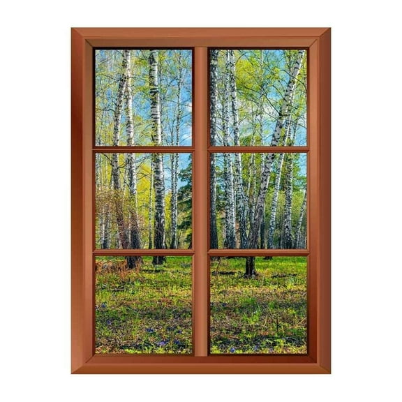 Wall26 Removable Wall Sticker/Wall Mural - Forest in Spring with White Birch Trees - Creative Window View Vinyl Sticker - 24"x32"