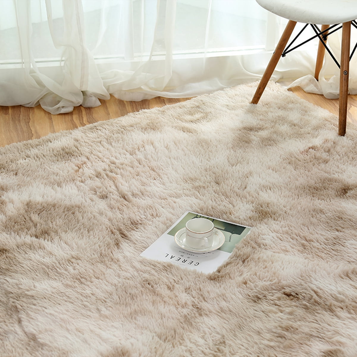 118''x79'' Solid Plush Shag Area Rug Large Super Soft Fluffy Floor Rug Bedroom Dining Room Anti-skid Carpet Washable Mat