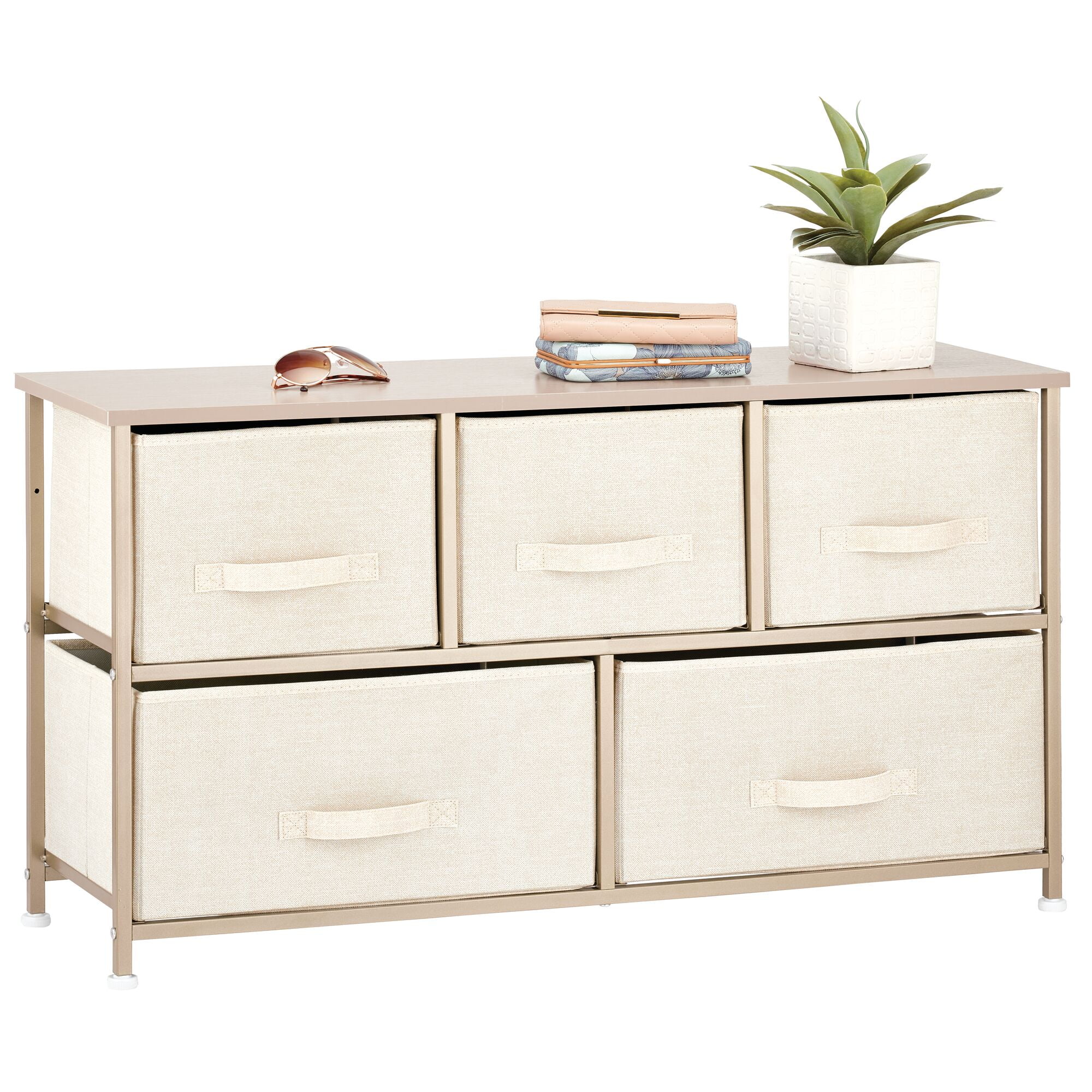 mDesign Wide Dresser Storage Tower with 5 Drawers
