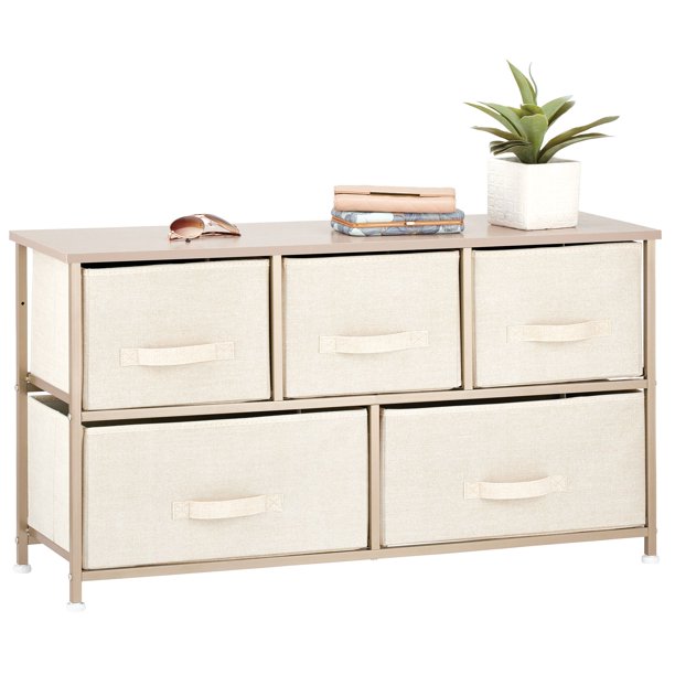 mDesign Wide Dresser Storage Tower with 5 Drawers