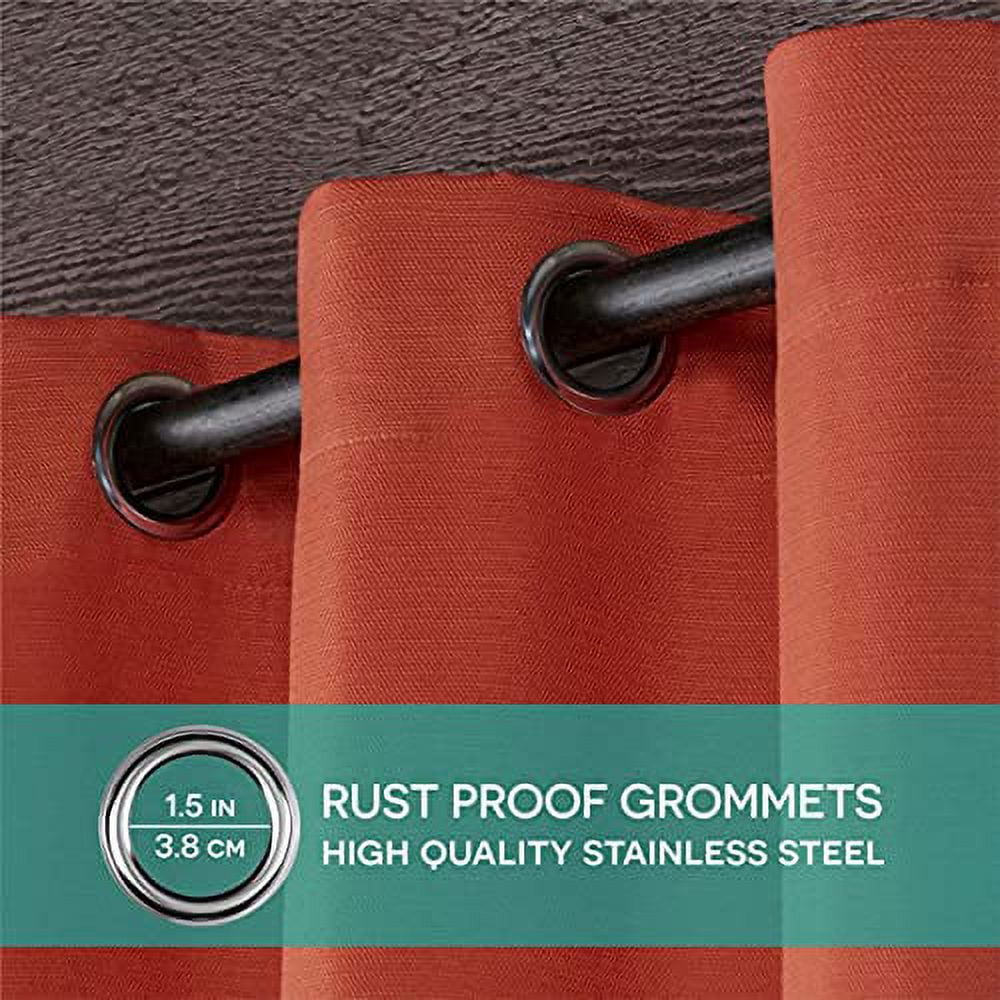 Exclusive Home Curtains Delano Heavyweight Textured Indoor/Outdoor Grommet Top Curtain Panel Pair, 54x120, Mecca Orange