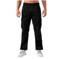 thumbnail image 2 of Ceisia Men's Gift All-Season Casual Pants - Fashion Solid Color Drawstring Elastic Waist Multi-Pocket Polyester Pants, 2 of 9