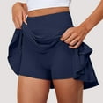 thumbnail image 2 of Women Flared High Waist Skater Skirt A Line Pleated Mini Skirt Stretchy Casual Basic Dance Skirt for Everyday Wear Dark Blue L, 2 of 4