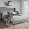 thumbnail image 2 of Home Design Niles Twin Upholstered Panel Bed Frame with Wingback Headboard and Foam-Padded Support, Gray, Easy Assembly, 2 of 11