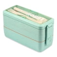thumbnail image 1 of Fiambreras Bento para adultos, fiambreras japonesas Bento, compartimento 3 en 1, contenedores apilables herméticos para preparar comidas, aptos para microondas, B, 1 of 4