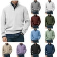 thumbnail image 5 of CONZONE Mens Pullover Sweatshirts Long Sleeve Sweatshirt for Men Trendy Solid Color Quarter Zip Stand Collar Fall Hoodie Sweatshirt, 5 of 5