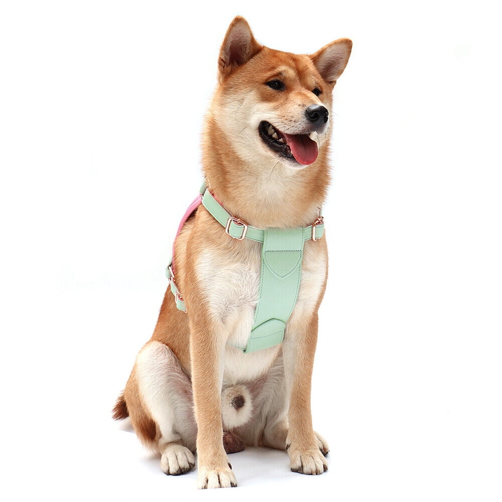 Pet Artist PU Leather Dog Harness with Handle No Pull Soft Padded Vest Adjustable Medium Large