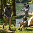 thumbnail image 4 of Mesh Sun Hat Mosquito Protection Fishing Cap Outdoor Hiking Hat Breathable Foldable for Men Women with Removable Face Flap(Gray), 4 of 7