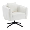 thumbnail image 7 of Ktaxon 360° Swivel Accent Armchair Velvet Upholstered Club Chair, Pumpkin Shape Sofa Corner Barrel Chair Off White (Metal Feet), 7 of 7
