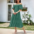 thumbnail image 4 of YuXingFu Womens Plus Size Cotton Dresses Maxi Crew Neck Plus Size Womens Dress Short Sleeve for Beach Long Casual Summer Green L, 4 of 4