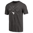 thumbnail image 2 of Men's Black West Virginia Mountaineers Quad Tri-Blend T-Shirt, 2 of 3