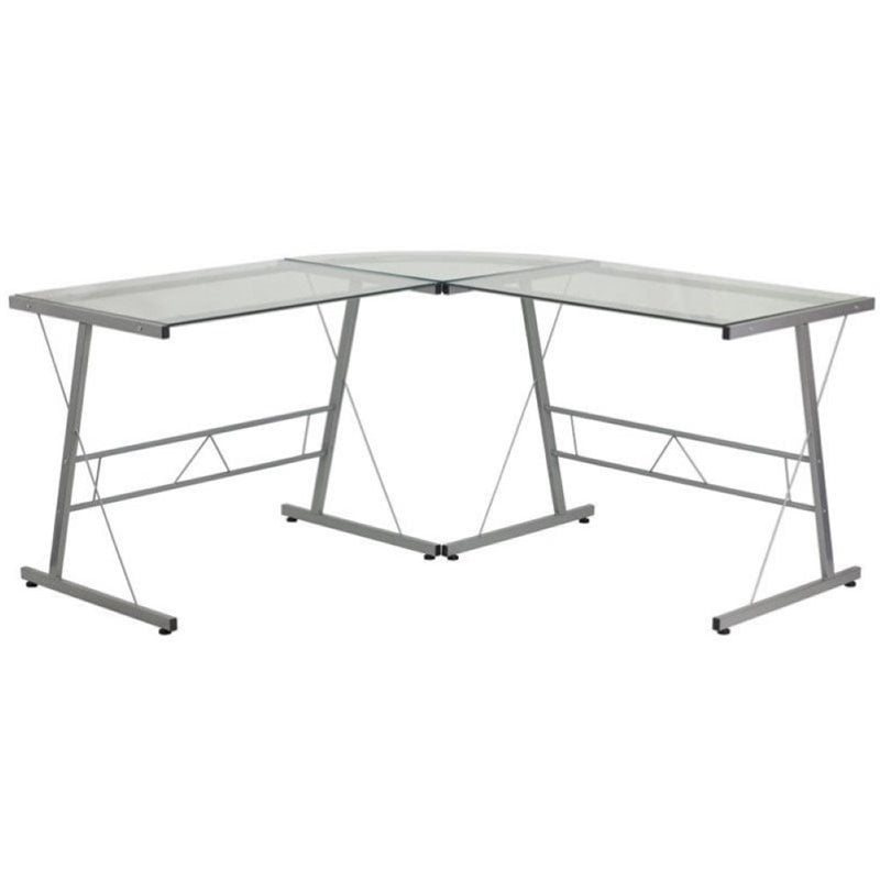 Scranton Co Glass Top L Shaped Computer Desk In Silver Walmart