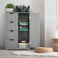 thumbnail image 2 of Costway Bathroom Storage Wooden 4 Drawer Cabinet Cupboard 2 Shelves Free Standing Grey, 2 of 8