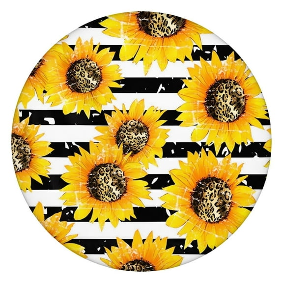 44in Round Tablecloth with Elastic Edge, Waterproof Fitted Table Cover for 36-44" Tables, Floral Theme Polyester Reusable Table Cloths Wipe Clean for Picnic, Dining, Outdoor Use and Party Decor