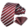 thumbnail image 5 of HISDERN Stripe Tie Mens Ties and Pocket Square Set Classic 3.4'' Silk Formal Striped Necktie, 5 of 8