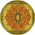 thumbnail image 1 of Ahgly Company Indoor Round Medallion Yellow Traditional Area Rugs, 5' Round, 1 of 4