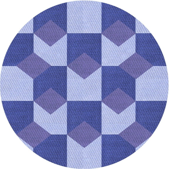 Ahgly Company Indoor Round Patterned Balloon Blue Area Rugs, 6' Round