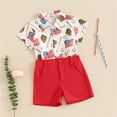 thumbnail image 4 of Coerni Toddler Baby Boy 4th of July Clothes Set Short Sleeve Button Up Shirt Top and Shorts Set 2 Piece Summer Outfits, 4 of 8