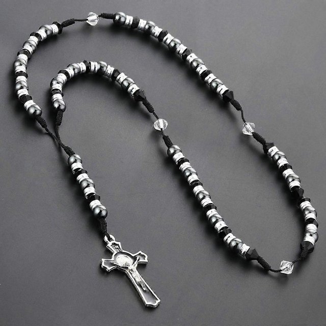 Religious INRI Jewelry Beads Saint Benedict Medal Cross Jesus Pendant Necklaces Men Crucifix Gifts Statement colar NC165