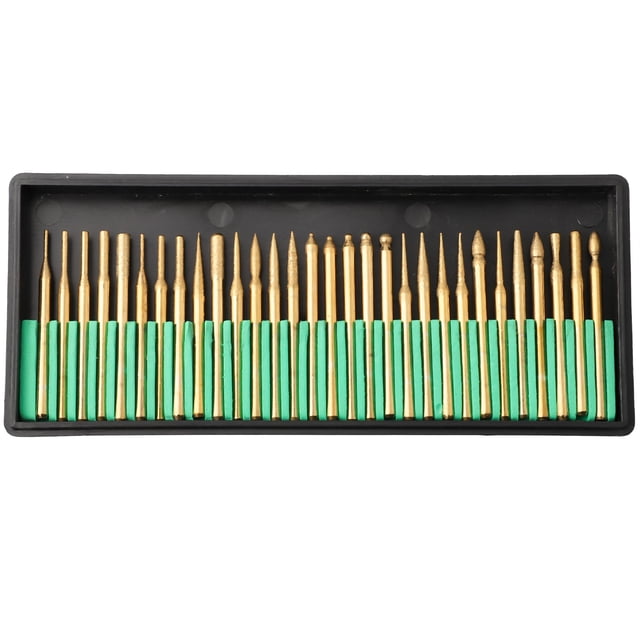 30Pcs Diamond Burring Bit Titanium-Coated Rotary File Burs Polishing Head 3Mm Shank For Stone Glass Stone Grinding Rotary Tool