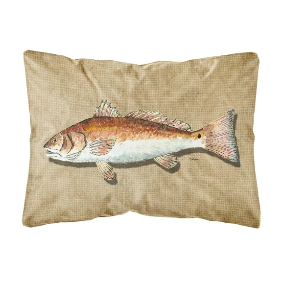 Carolines Treasures 8807PW1216 Red Fish Canvas Fabric Decorative Pillow, 12H x16W, multicolor