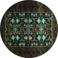 thumbnail image 1 of Ahgly Company Indoor Round Oriental Turquoise Blue Industrial Area Rugs, 7' Round, 1 of 4