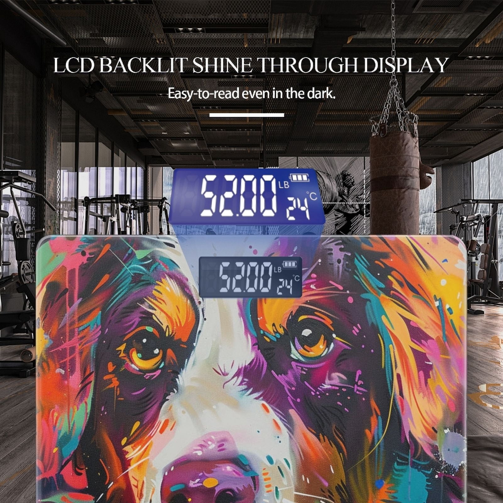 Bathroom Scale, Highly Accurate Digital Body Scale,Precisely Measures Weight up to 400 lbs-Vibrant Colorful Painting Of Australian Shepherd Dog