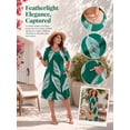 thumbnail image 5 of Mengpipi Women's Dresses Summer Short Sleeve Round Neck Pocketed Loose Leaf Print Casual Gown 1X-5X, 5 of 9