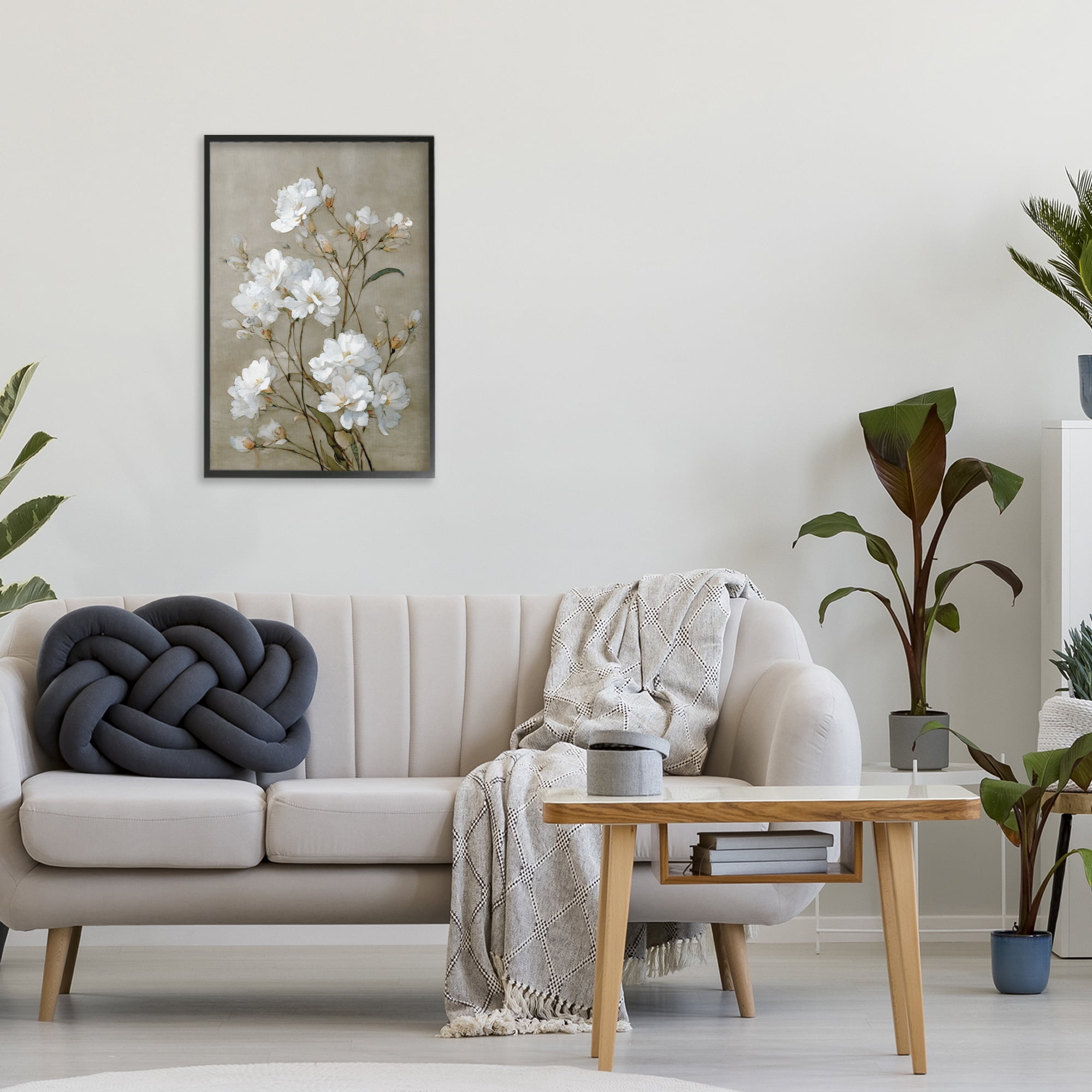 Stupell Industries Aged White Botanical Study Black Framed Giclee Art, design by Petal Prints Design