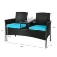 thumbnail image 2 of Gymax Ensemble de Conversation pour Patio en Rotin Osier avec Table Coussin Turquoise, 2 of 10