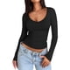 thumbnail image 1 of Camiseta interior ajustada de manga larga y cuello en V para mujer: camiseta interior de alta gama, poliéster y spandex, tallas XS-XL, informal/de negocios, 1 of 4