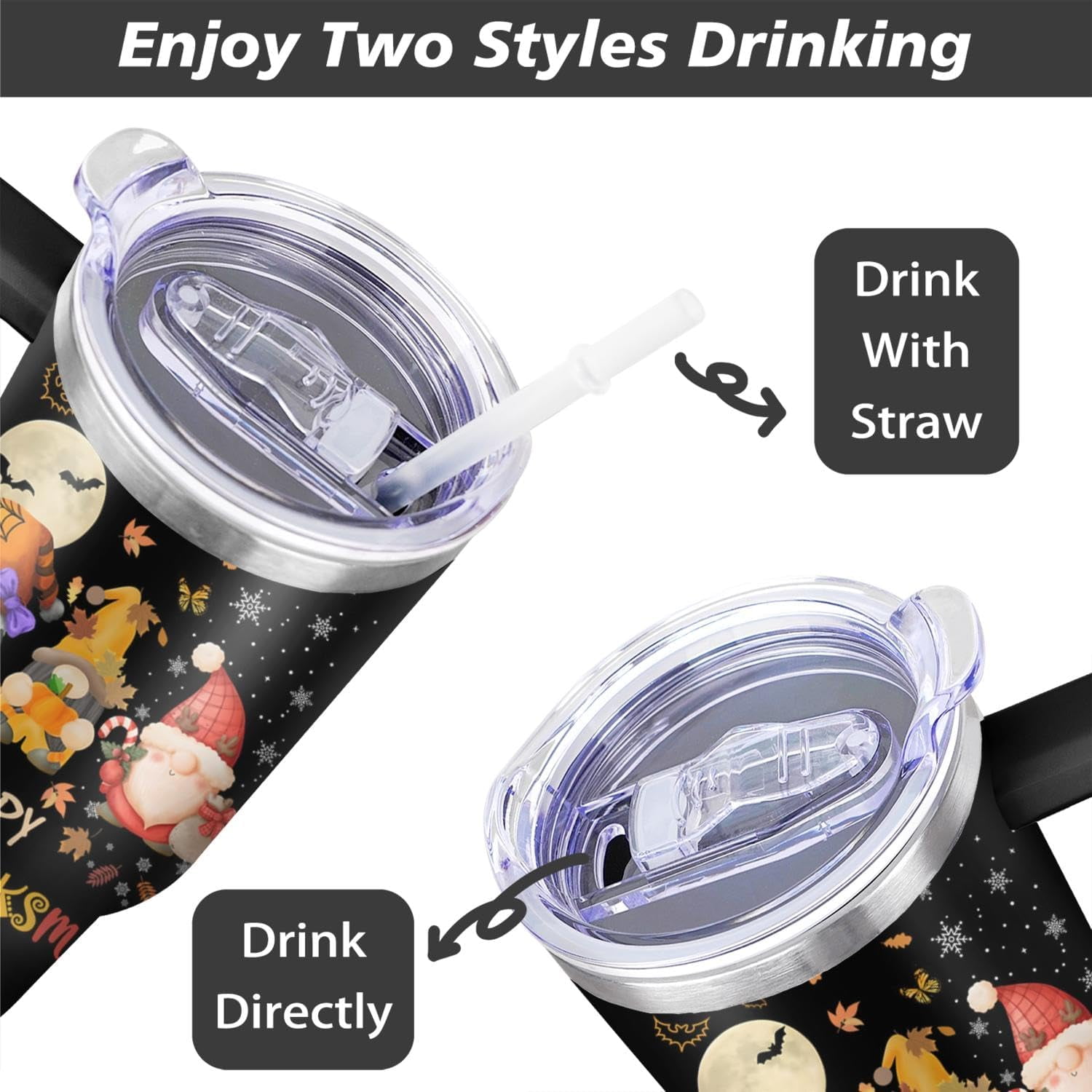 40 Oz Fall Tumbler with Handle and Straw Lid, Fall Cup Stainless Steel Fall Coffee Mug Keeps Drinks Cold & Hot, Autumn Mugs Fall Themed Thanksgiving Gifts For Women