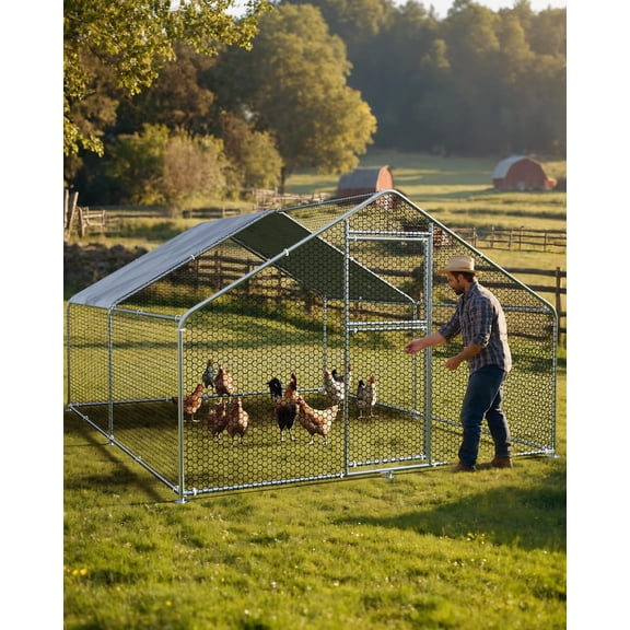 Hipicute Large Outdoor Dog Kennel, 13.1 x 9.8 x 6.4 Ft Heavy Duty Playpen with Waterproof Anti-UV Roof