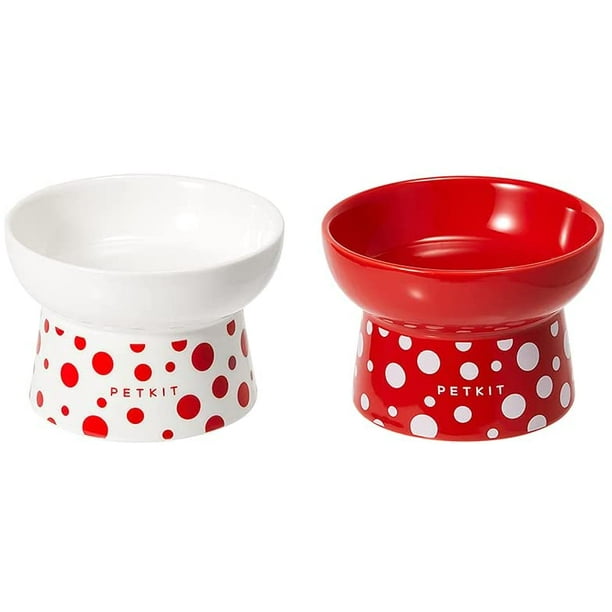 HHHC Ceramic Raised Cat Food Bowls, Elevated Cat Food and Water Bowls