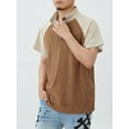 thumbnail image 4 of Musuos Men Summer Corduroy T-Shirt Contrast Color 1/3 Button Short Sleeve Tops Casual Pullover, 4 of 9